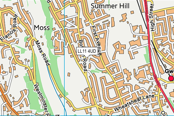 LL11 4UD map - OS VectorMap District (Ordnance Survey)