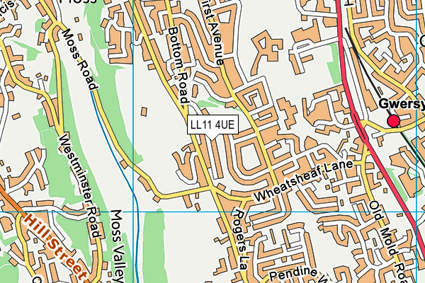 LL11 4UE map - OS VectorMap District (Ordnance Survey)