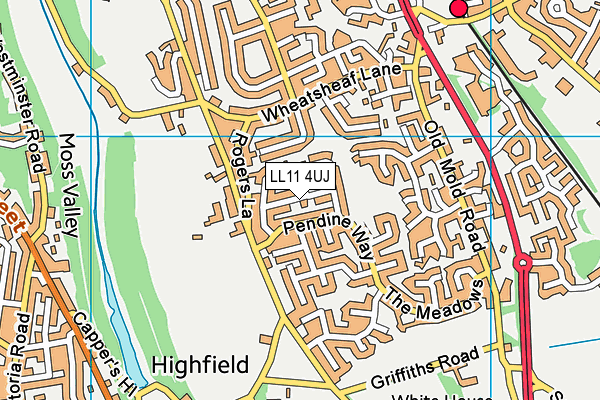 LL11 4UJ map - OS VectorMap District (Ordnance Survey)