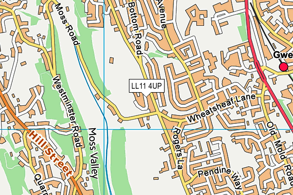 LL11 4UP map - OS VectorMap District (Ordnance Survey)