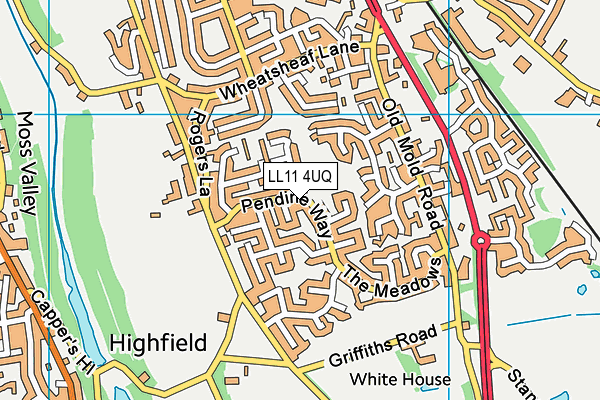 LL11 4UQ map - OS VectorMap District (Ordnance Survey)
