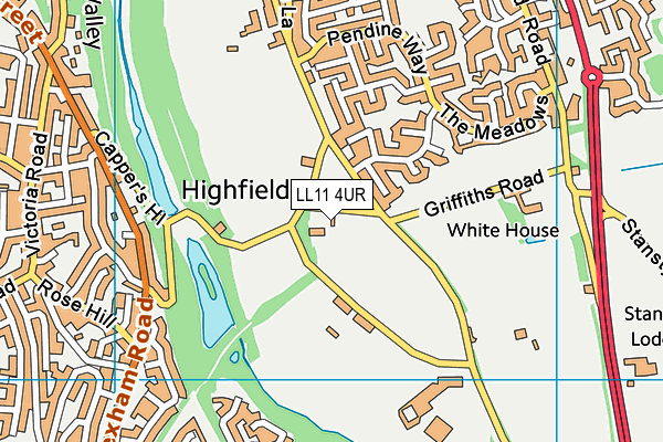 LL11 4UR map - OS VectorMap District (Ordnance Survey)