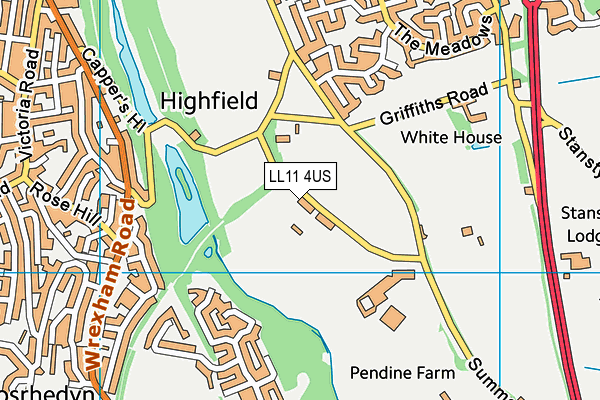 LL11 4US map - OS VectorMap District (Ordnance Survey)
