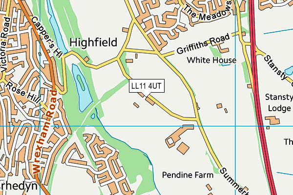 LL11 4UT map - OS VectorMap District (Ordnance Survey)