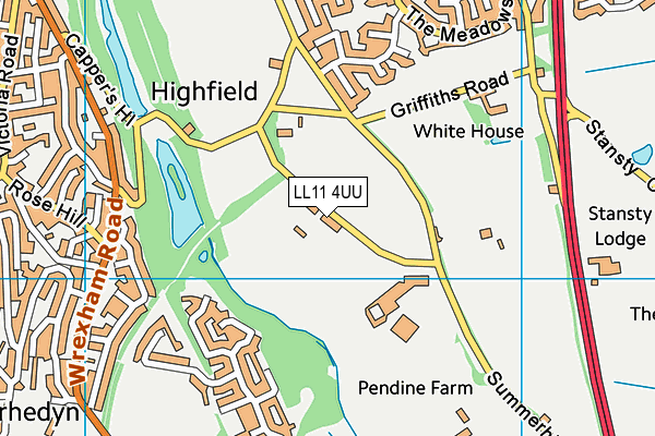 LL11 4UU map - OS VectorMap District (Ordnance Survey)