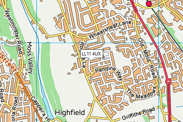 LL11 4UX map - OS VectorMap District (Ordnance Survey)