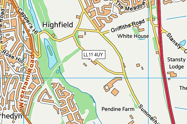 LL11 4UY map - OS VectorMap District (Ordnance Survey)