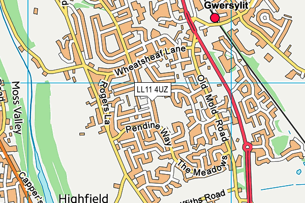 LL11 4UZ map - OS VectorMap District (Ordnance Survey)
