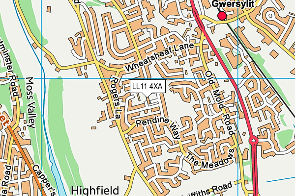 LL11 4XA map - OS VectorMap District (Ordnance Survey)