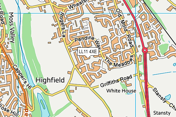 LL11 4XE map - OS VectorMap District (Ordnance Survey)