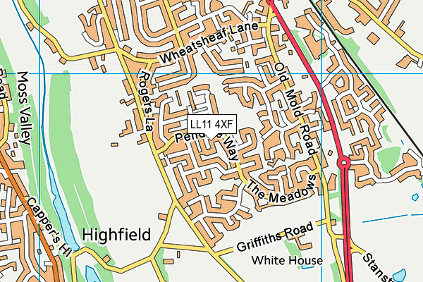 LL11 4XF map - OS VectorMap District (Ordnance Survey)
