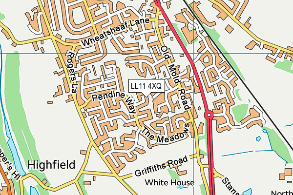 LL11 4XQ map - OS VectorMap District (Ordnance Survey)