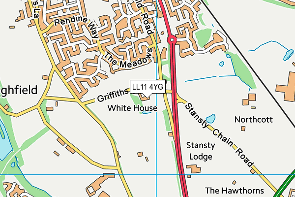 LL11 4YG map - OS VectorMap District (Ordnance Survey)
