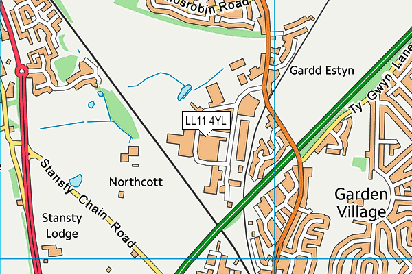 LL11 4YL map - OS VectorMap District (Ordnance Survey)