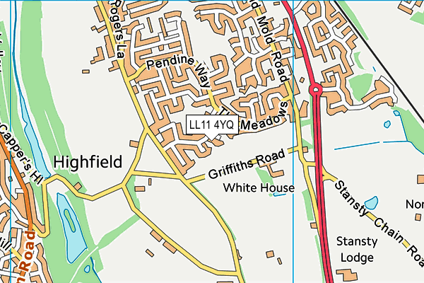 LL11 4YQ map - OS VectorMap District (Ordnance Survey)