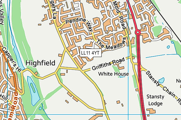 LL11 4YT map - OS VectorMap District (Ordnance Survey)