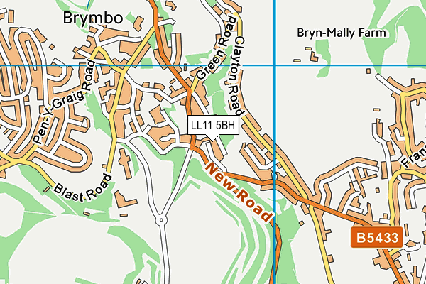 LL11 5BH map - OS VectorMap District (Ordnance Survey)