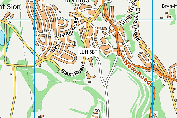 LL11 5BT map - OS VectorMap District (Ordnance Survey)