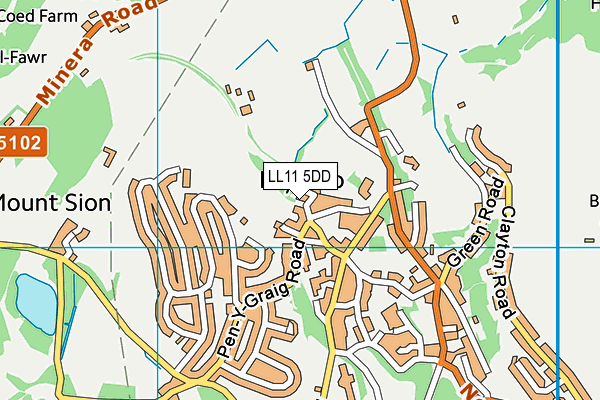 LL11 5DD map - OS VectorMap District (Ordnance Survey)