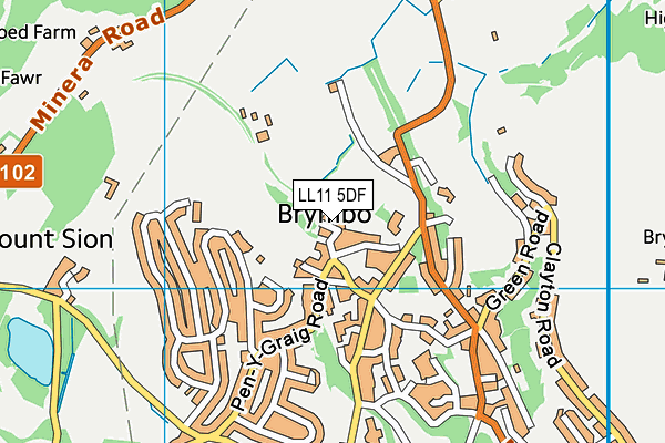 LL11 5DF map - OS VectorMap District (Ordnance Survey)
