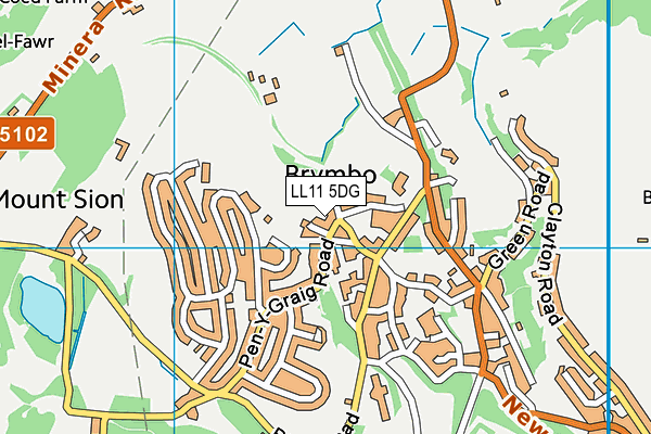 LL11 5DG map - OS VectorMap District (Ordnance Survey)