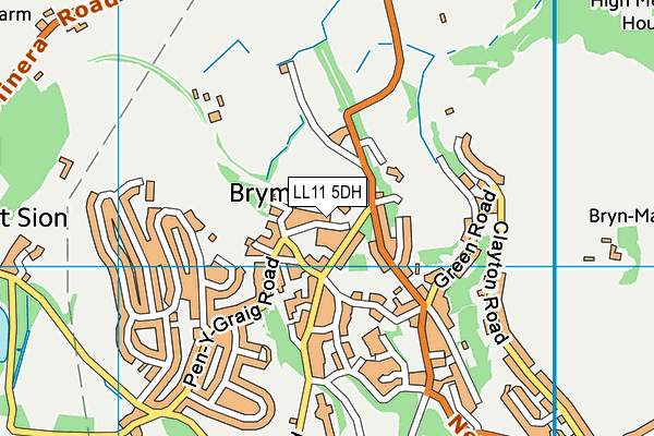 LL11 5DH map - OS VectorMap District (Ordnance Survey)