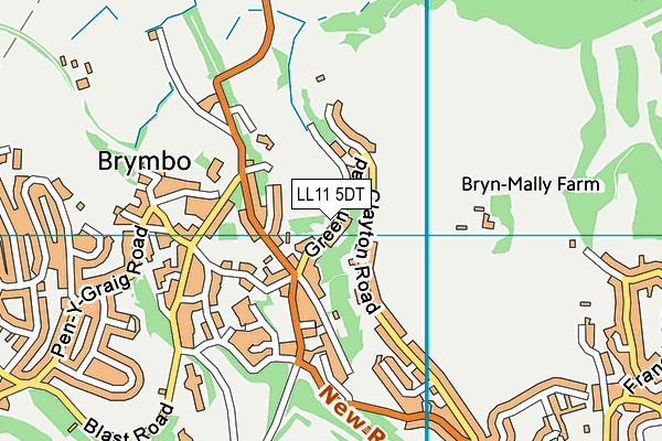 LL11 5DT map - OS VectorMap District (Ordnance Survey)