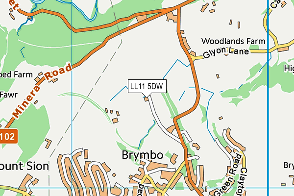 LL11 5DW map - OS VectorMap District (Ordnance Survey)