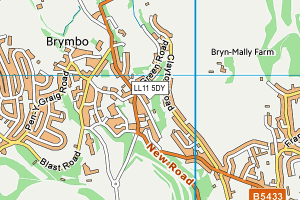 LL11 5DY map - OS VectorMap District (Ordnance Survey)