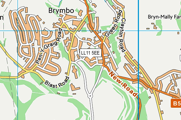 LL11 5EE map - OS VectorMap District (Ordnance Survey)