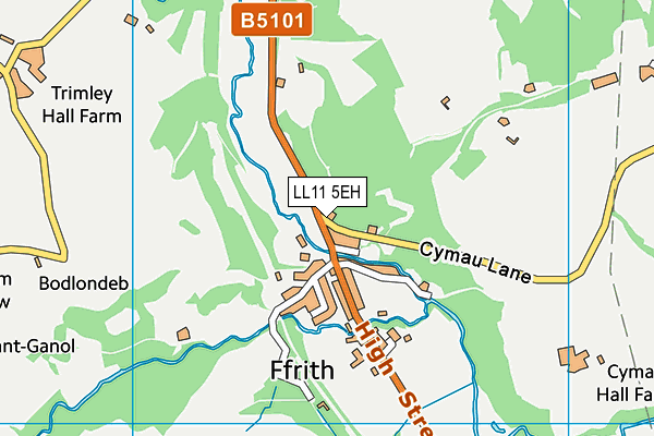 LL11 5EH map - OS VectorMap District (Ordnance Survey)