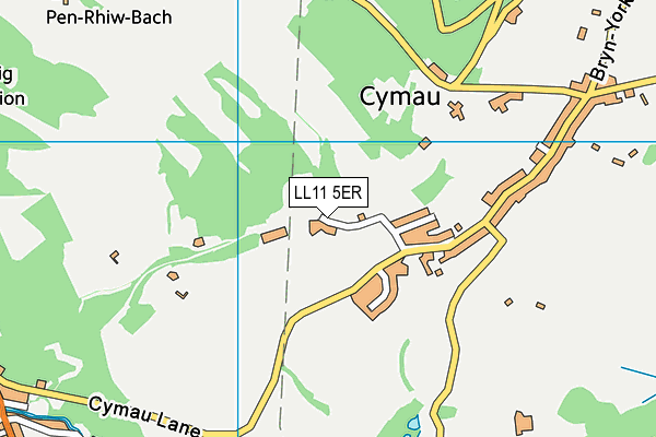 LL11 5ER map - OS VectorMap District (Ordnance Survey)