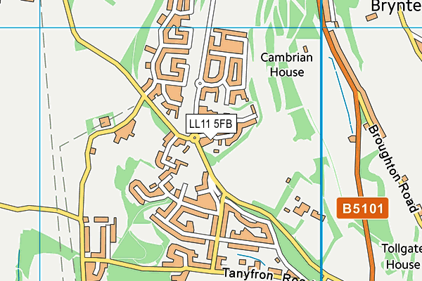 LL11 5FB map - OS VectorMap District (Ordnance Survey)