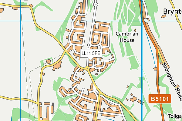 LL11 5FE map - OS VectorMap District (Ordnance Survey)