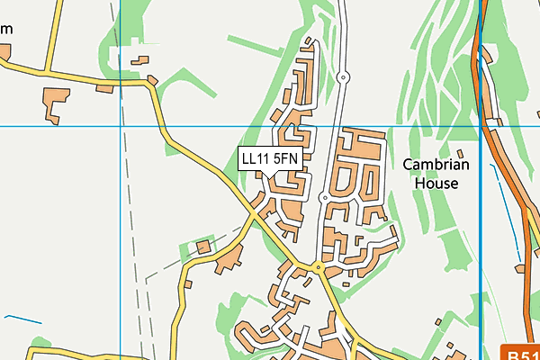 LL11 5FN map - OS VectorMap District (Ordnance Survey)