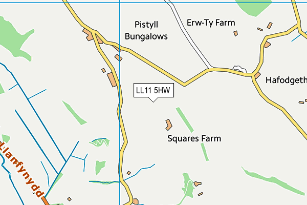 LL11 5HW map - OS VectorMap District (Ordnance Survey)