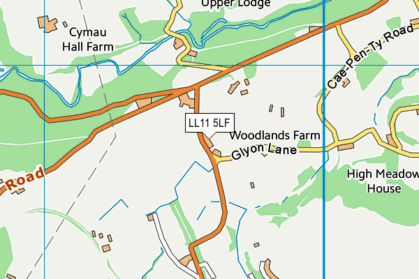 LL11 5LF map - OS VectorMap District (Ordnance Survey)