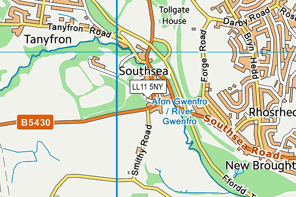 LL11 5NY map - OS VectorMap District (Ordnance Survey)