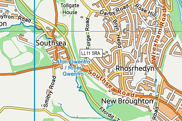 LL11 5RA map - OS VectorMap District (Ordnance Survey)