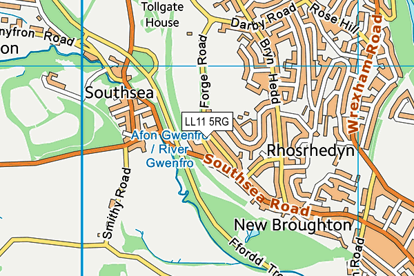 LL11 5RG map - OS VectorMap District (Ordnance Survey)