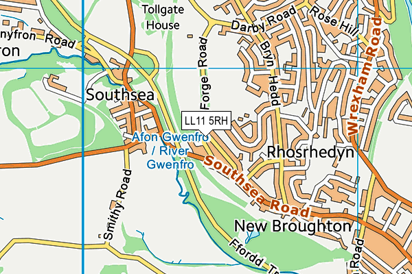 LL11 5RH map - OS VectorMap District (Ordnance Survey)