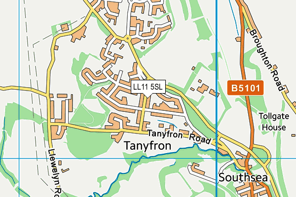 LL11 5SL map - OS VectorMap District (Ordnance Survey)