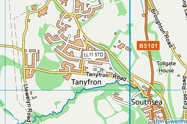 LL11 5TD map - OS VectorMap District (Ordnance Survey)