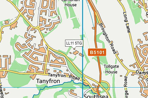LL11 5TG map - OS VectorMap District (Ordnance Survey)