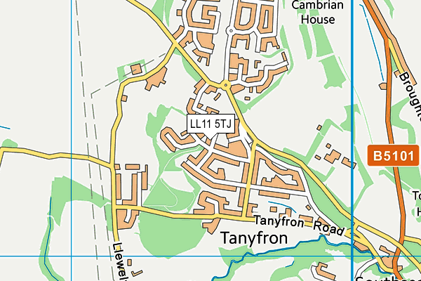 LL11 5TJ map - OS VectorMap District (Ordnance Survey)