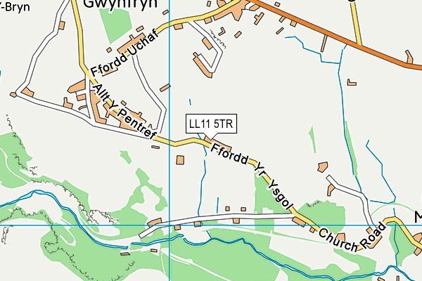 LL11 5TR map - OS VectorMap District (Ordnance Survey)