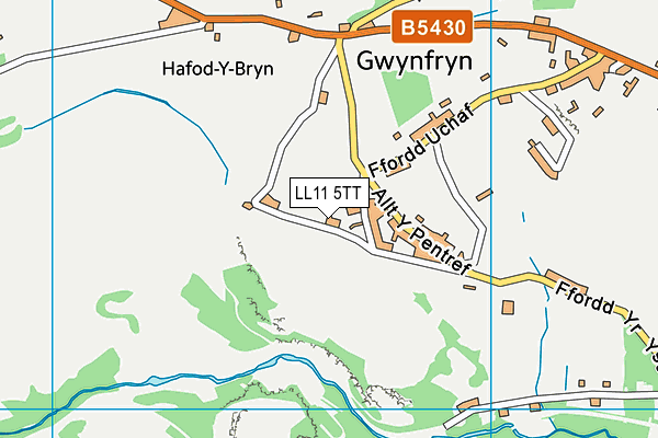 LL11 5TT map - OS VectorMap District (Ordnance Survey)