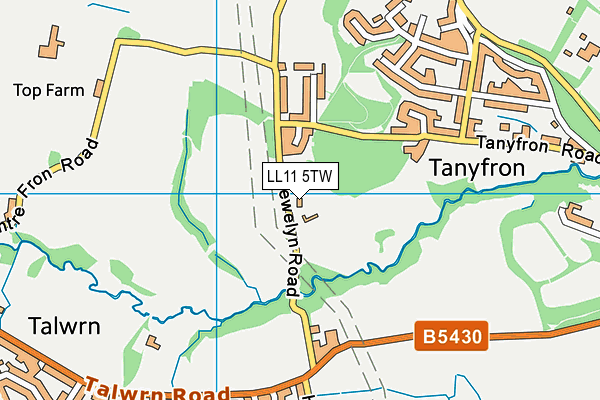 LL11 5TW map - OS VectorMap District (Ordnance Survey)