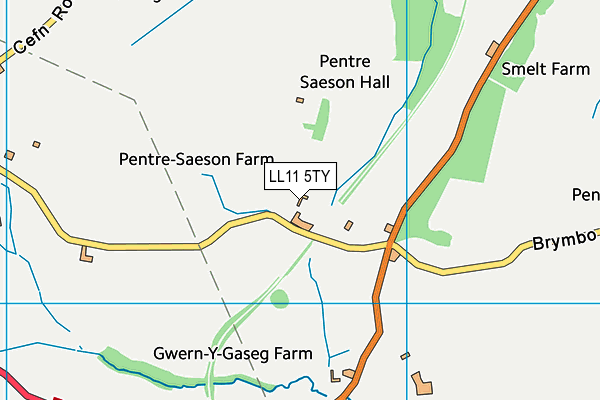 LL11 5TY map - OS VectorMap District (Ordnance Survey)