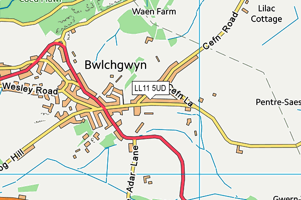 LL11 5UD map - OS VectorMap District (Ordnance Survey)